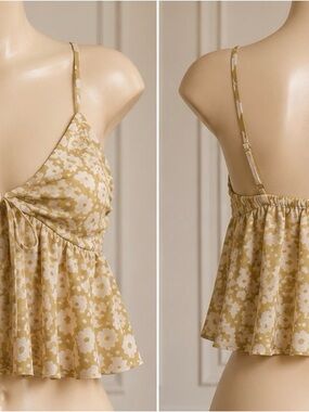 Urban Outfitters green Floral babydoll Top